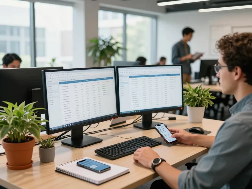 Analyse de logiciels immobiliers avec logiciel immobilier maroc dans un espace de travail moderne.