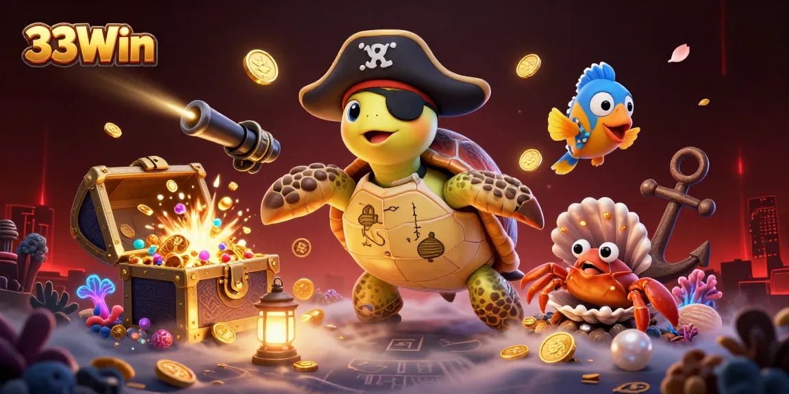 Engage in thrilling underwater adventures with 33Win's vibrant characters amidst treasure.
