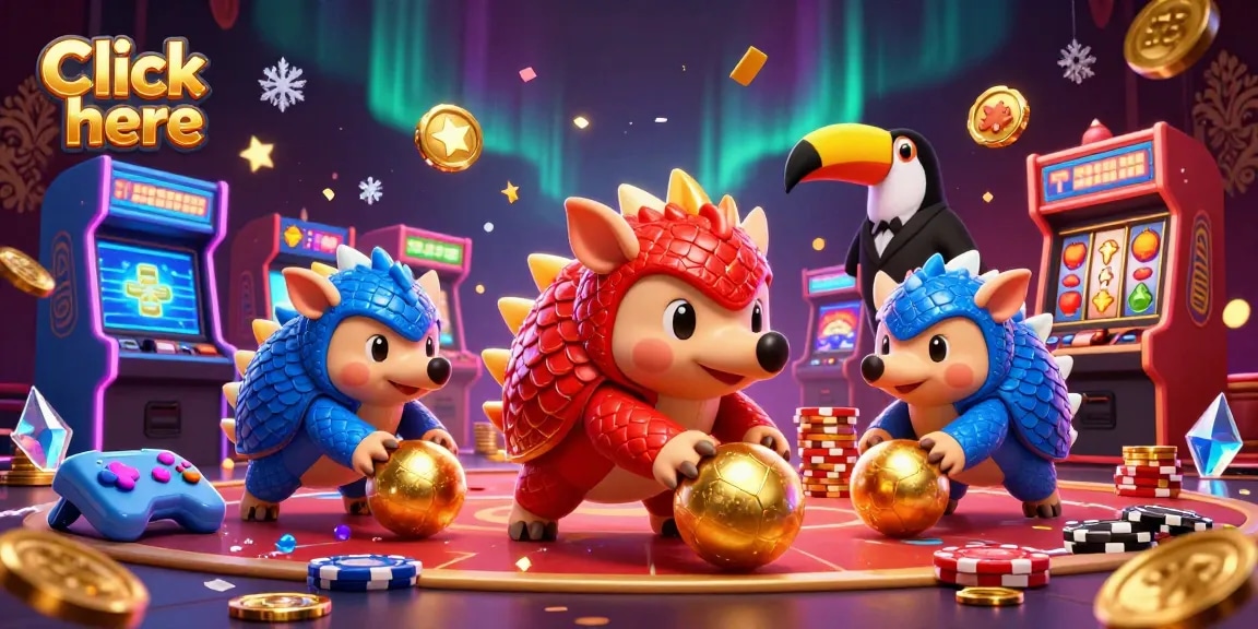Engage with vibrant casino fun as rival pangolins roll big wins in this Click here gaming illustration.