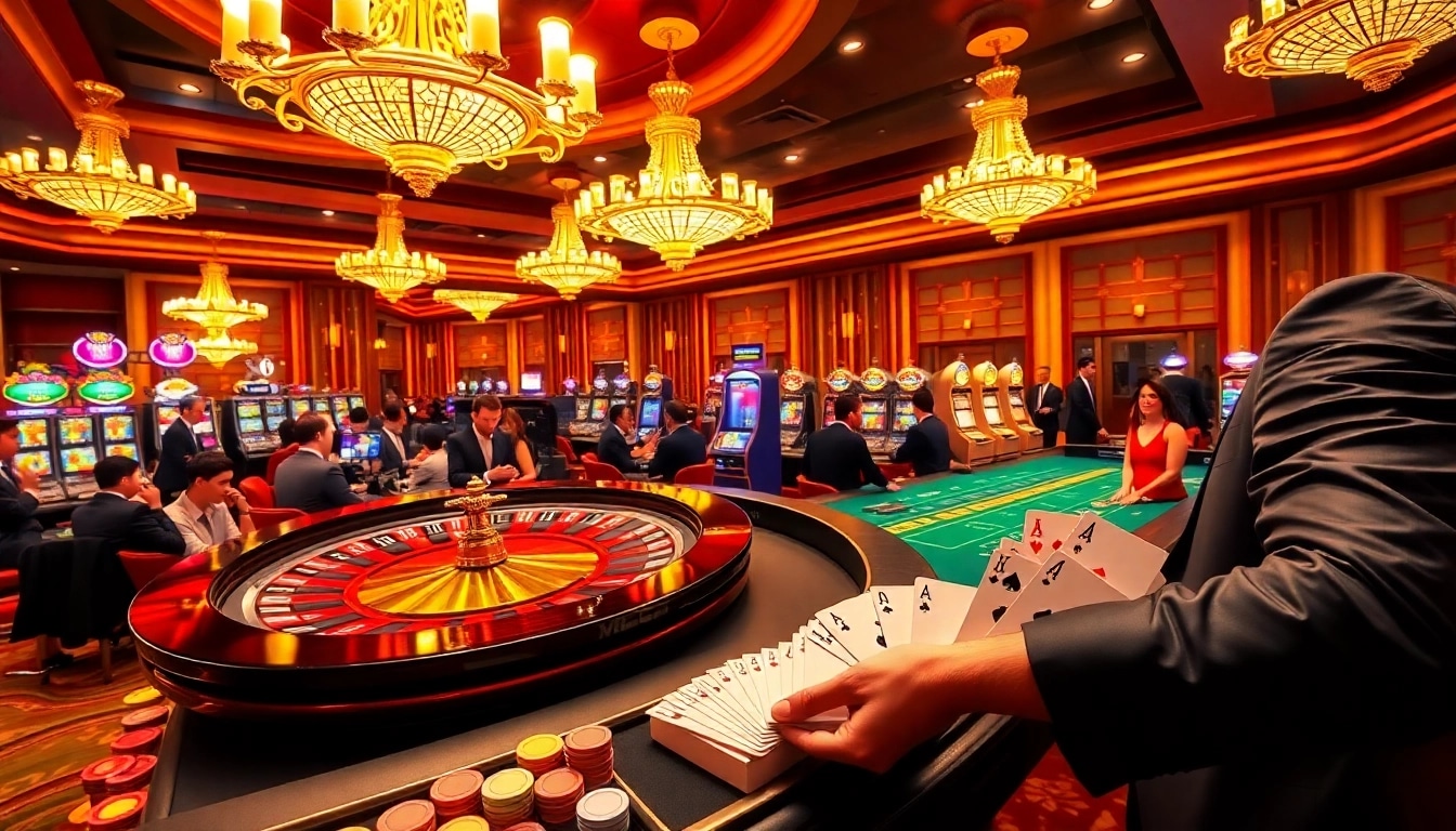 Experience thrilling gameplay at OKFUN with vibrant casino tables and energetic players.
