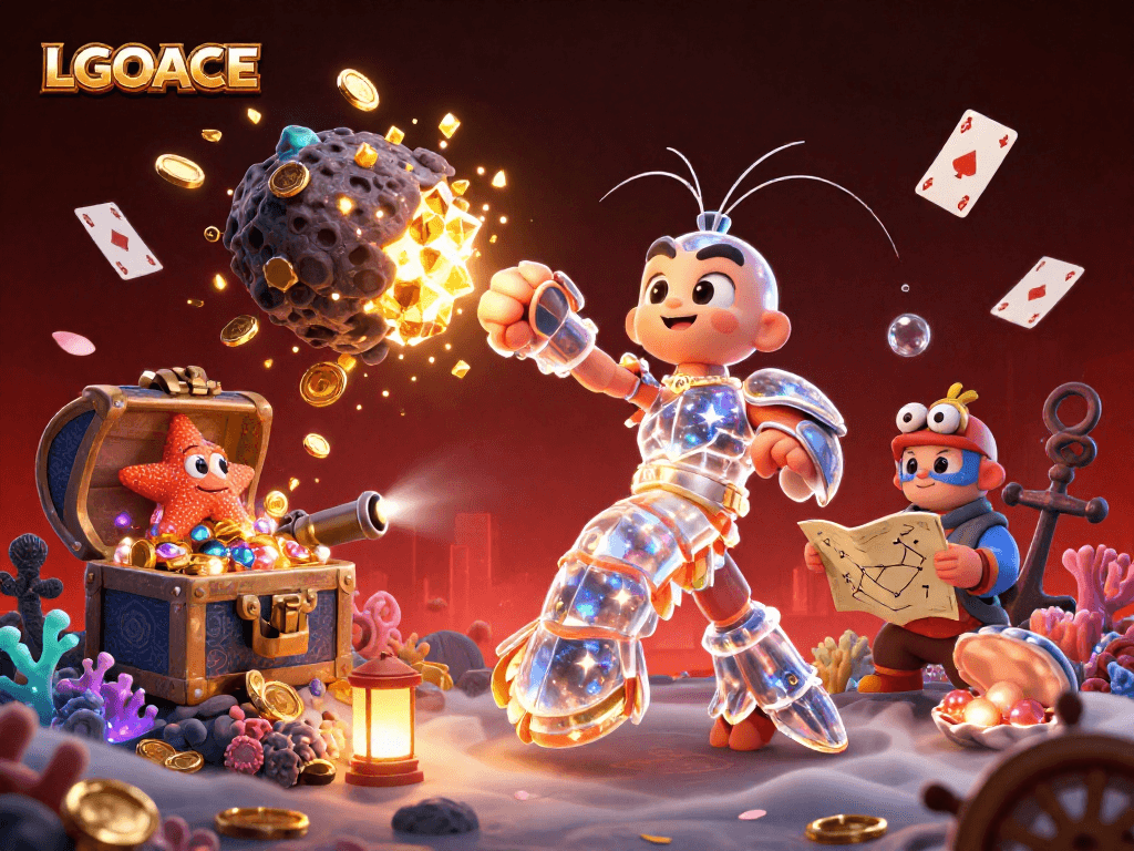 LGOACE offers a thrilling jackpot experience with a galactic samurai exploding an asteroid of treasures.