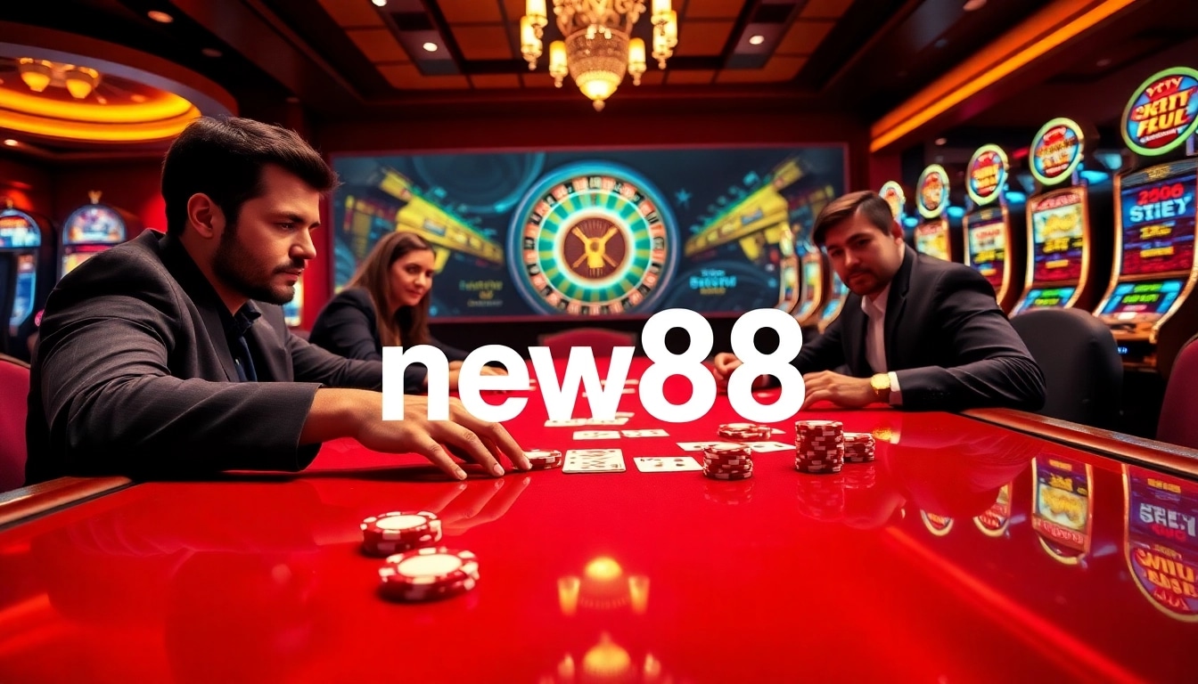 Experience thrilling poker action at new88 with intense players and vibrant casino flair.
