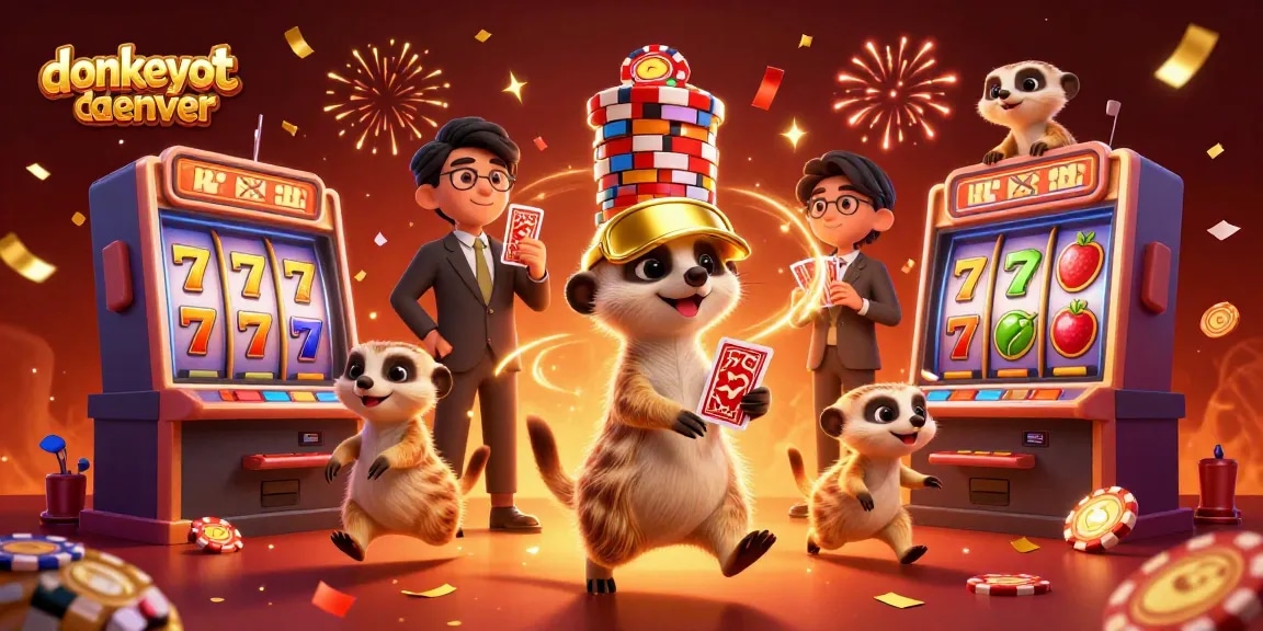 Enjoy thrilling slot action at donkeyotdenver with cartoon meerkats celebrating wins and jackpots!