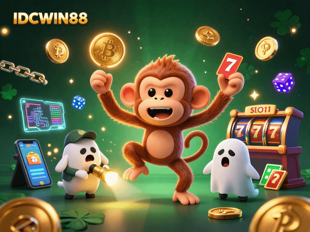 Experience the thrill of IDCWIN88 with our lively haunted casino scene, showcasing playful elements.