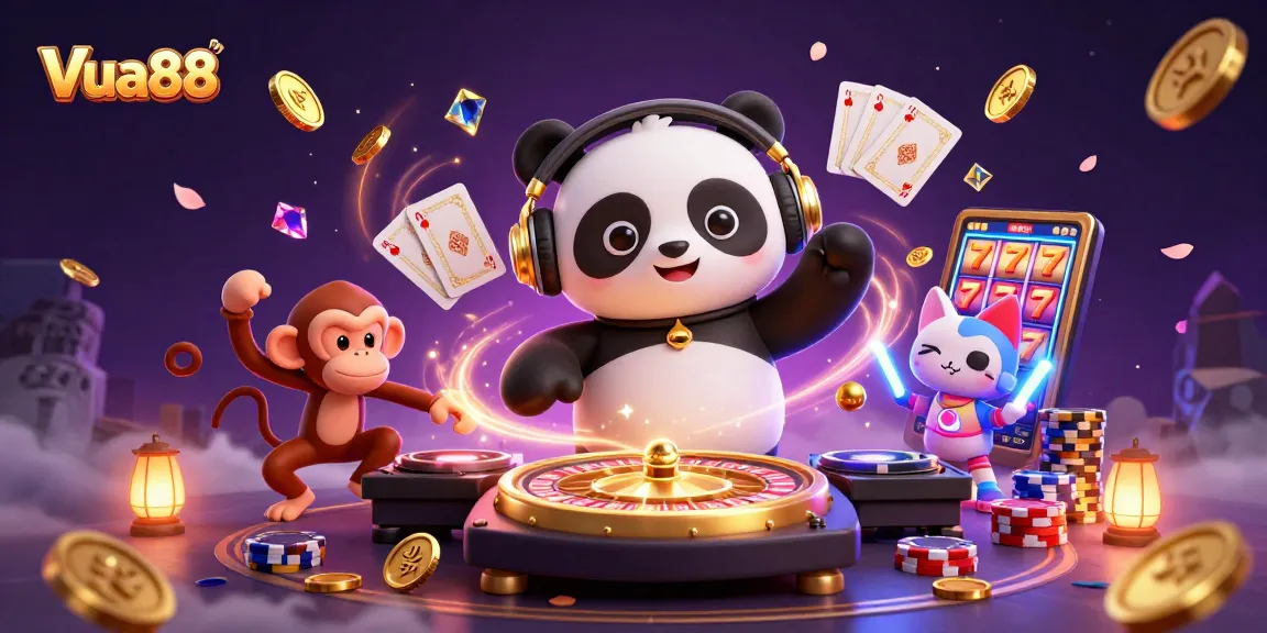 Vua88 invites players to enjoy an electrifying gaming experience with vibrant characters and dynamic casino elements.