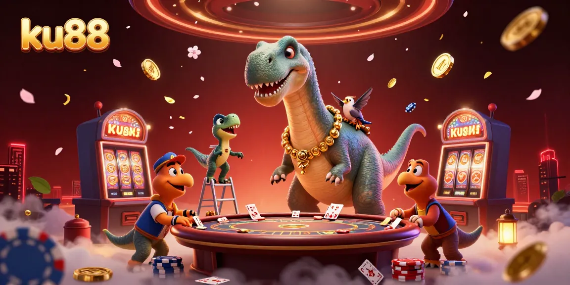 Bet on thrilling poker games at ku88's vibrant casino with captivating characters and rich visuals.