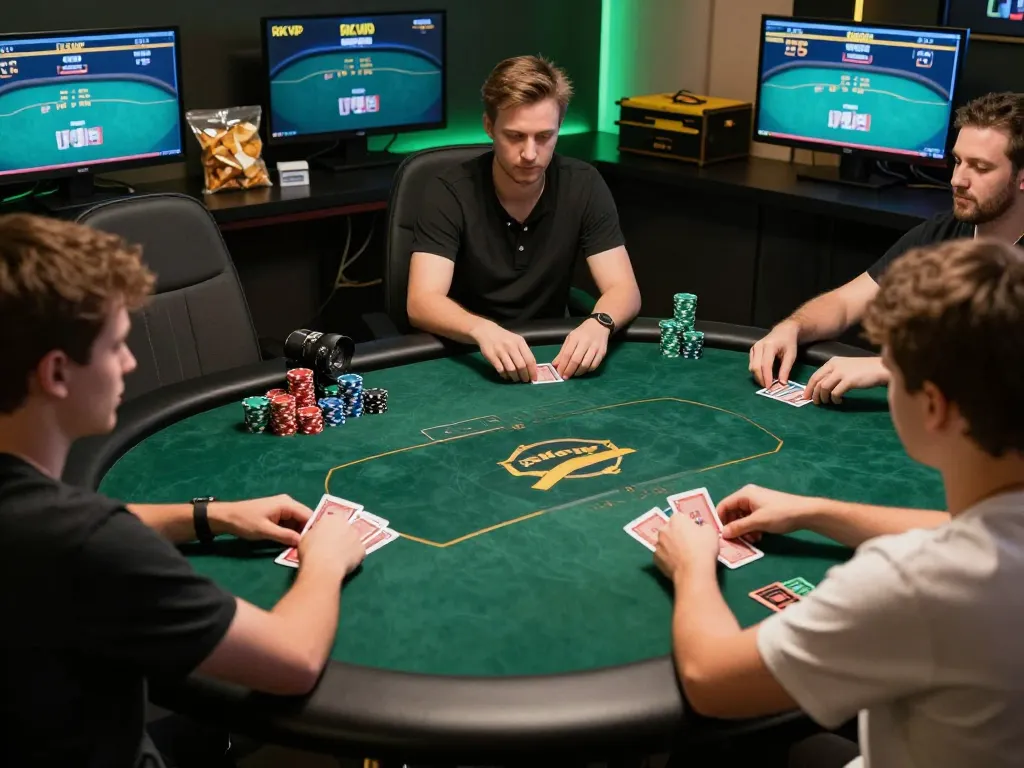 Players engaging in an online poker game with RIKVIP, highlighting competitive action and strategic gameplay.