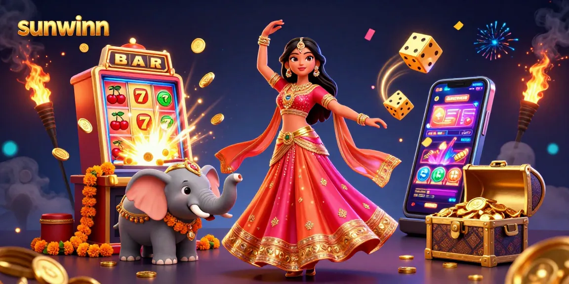 Experience the thrilling games at sunwinn with vibrant 3D casino visuals featuring dynamic slot machines.