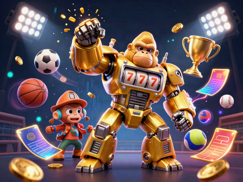 Engaging illustration of online casino games for real money featuring a golden mech with slot elements.