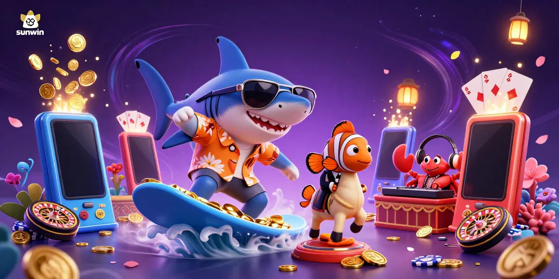 Experience the excitement of sunwin with vibrant 3D characters depicting casino gaming.