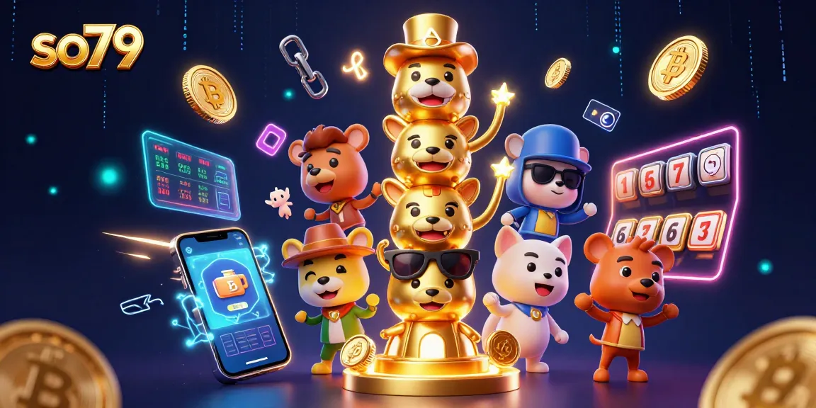 Experience thrilling gameplay with so79's vibrant 3D casino scene filled with animated elements and crypto symbols.