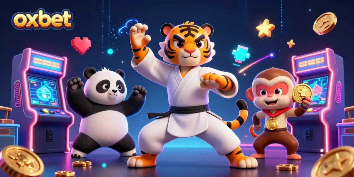 Experience excitement at oxbet with vibrant gaming elements and animated characters showcasing casino fun.