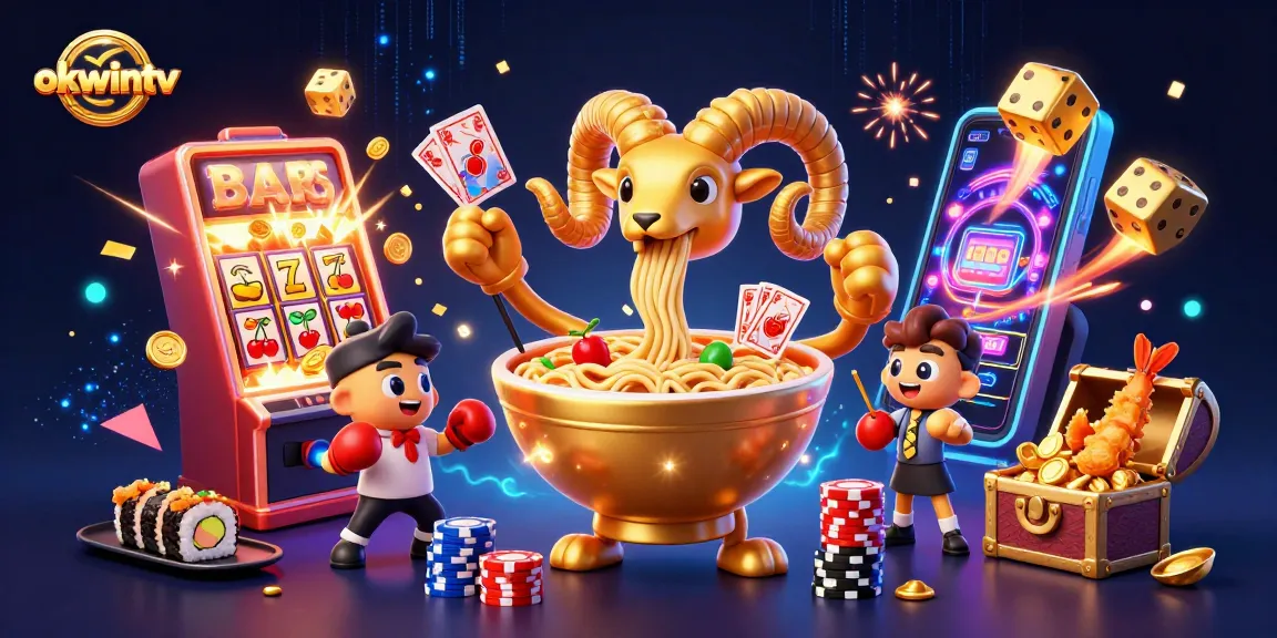 Spin the slots and win big with okwintv's vibrant casino illustration showcasing exciting gameplay.