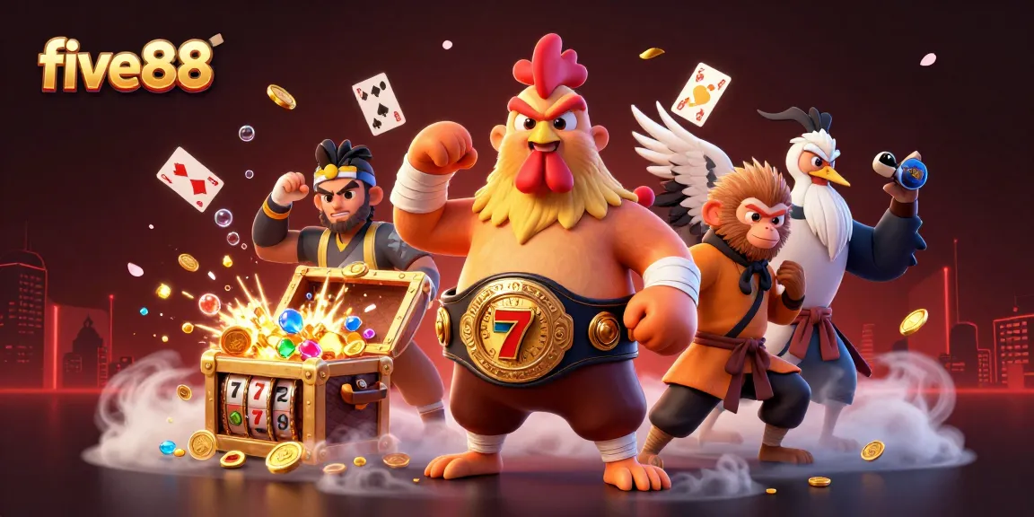 Engage in thrilling gameplay with five88 featuring a Muay Thai rooster champion and dynamic game elements.