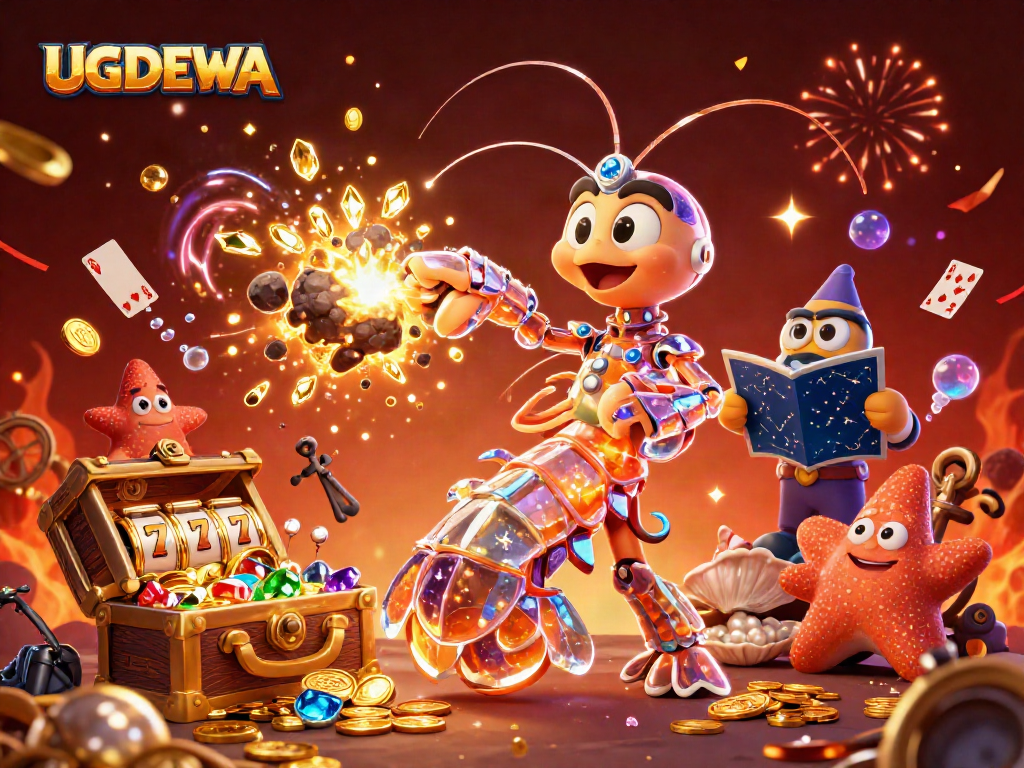 UGDEWA delivers a captivating 3D galactic scene where players discover treasure and slot reels amidst a cosmic explosion.