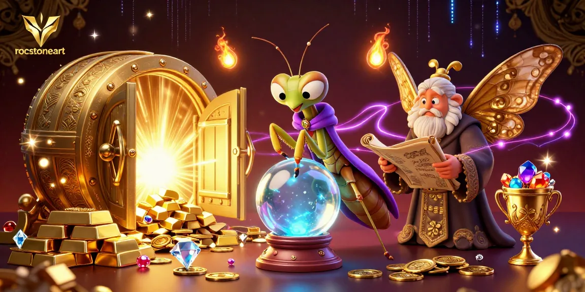 Experience the thrill of rocstoneart with vibrant 3D casino elements, gems, and characters unfolding exciting gaming opportunities.