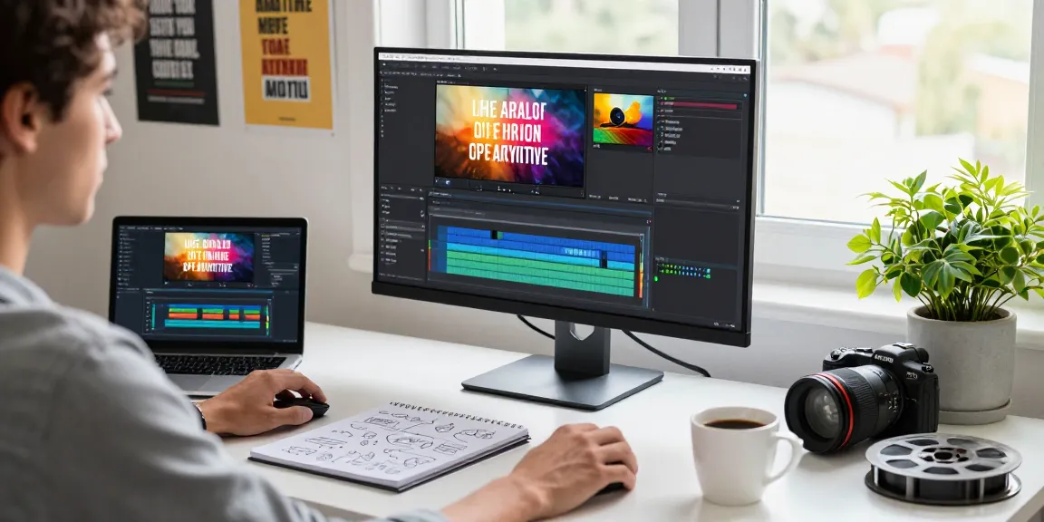 Easily write text on video in a creative video editing workspace with software showing vibrant overlays.