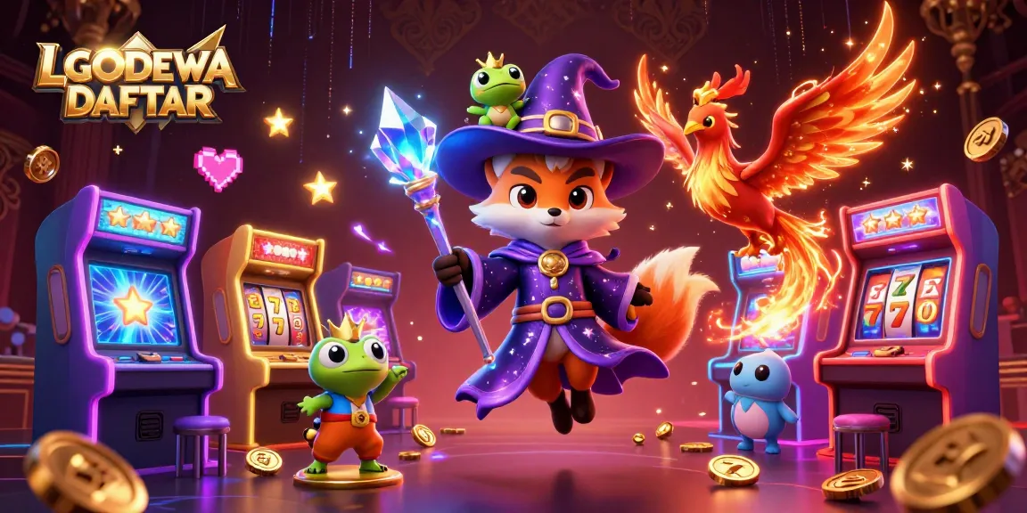Engage with LGODEWA DAFTAR for immersive slots experience with vibrant characters and casino elements.