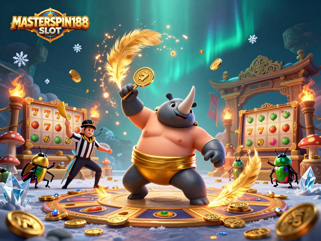 Spin the MASTERSPIN188 SLOT reels with a dynamic scene of beetles and coins flying