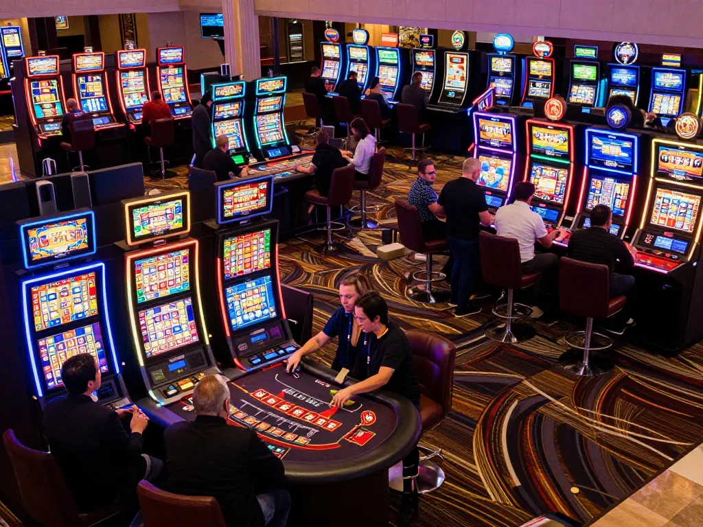 Players enjoying vibrant slot machines at GO99 casino, capturing excitement in a lively gaming atmosphere.