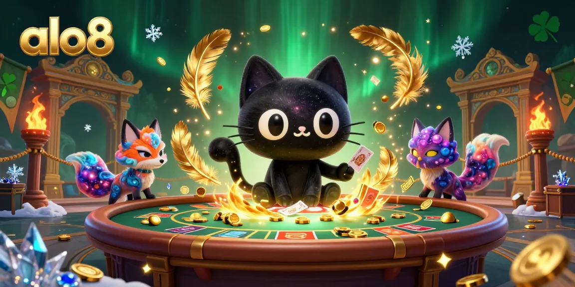 Experience thrilling gameplay at alo8 with a cosmic cat and vibrant fox surrounded by dazzling casino elements.