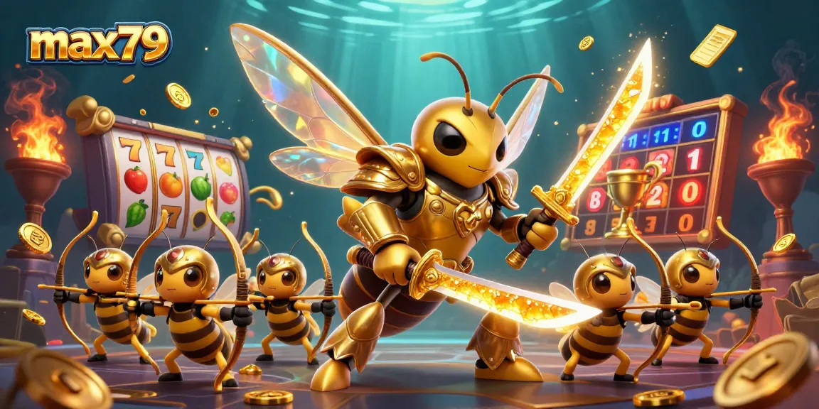 Experience thrilling excitement with max79's golden samurai hornet and vivid casino elements.