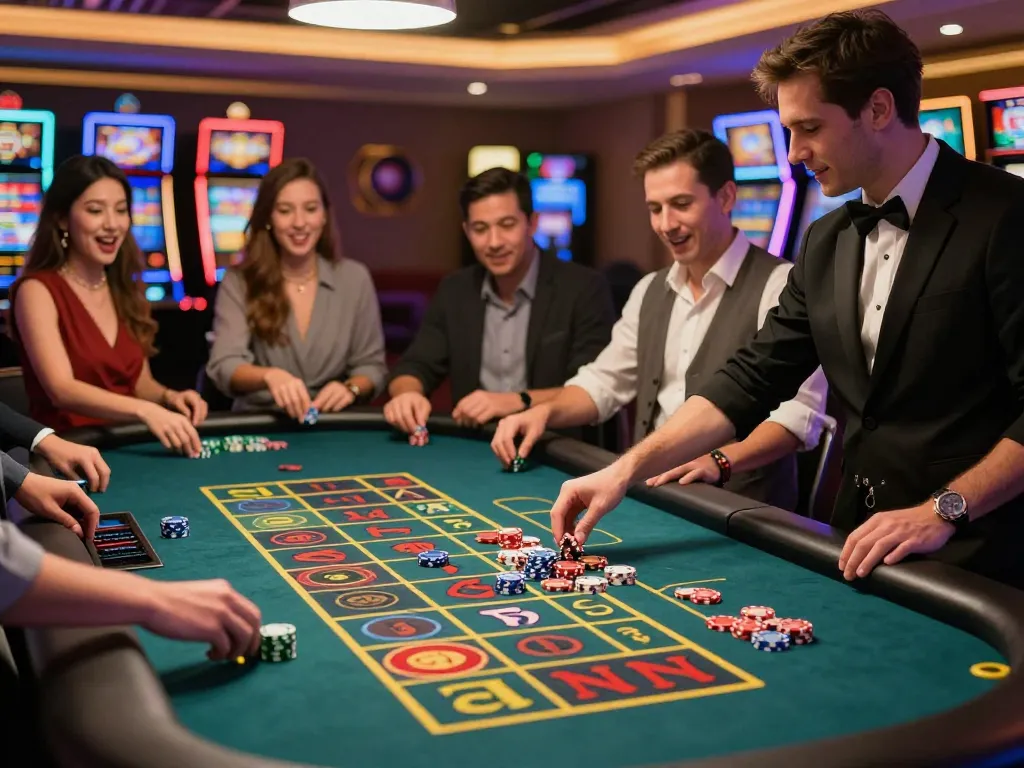 Players engaged in action at the roulette table, experiencing excitement at Trang chủ TR88 casino.