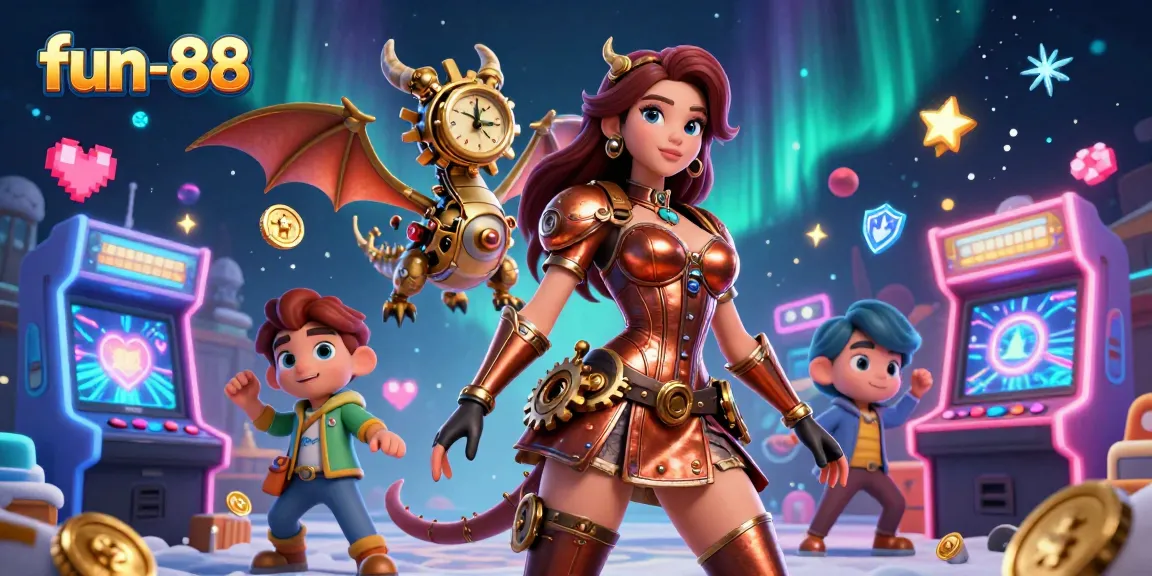 Play thrilling games and win big at fun-88 with exciting casino elements and vibrant illustrations.