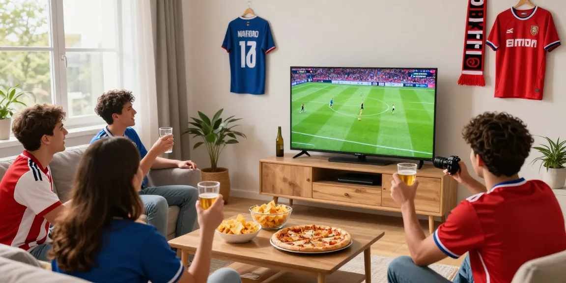 Fans enjoying a live match on https://cakhiatv.team/ in a lively home setup.