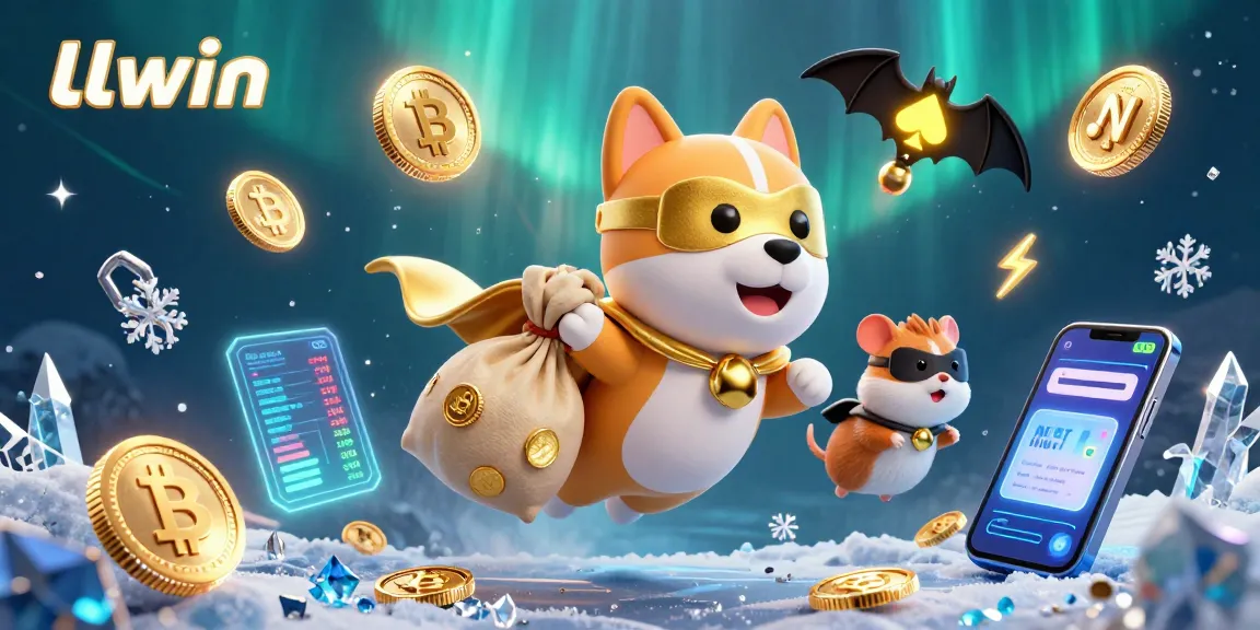 LLwin's superhero dog flying with gold coins, illustrating exciting casino adventures