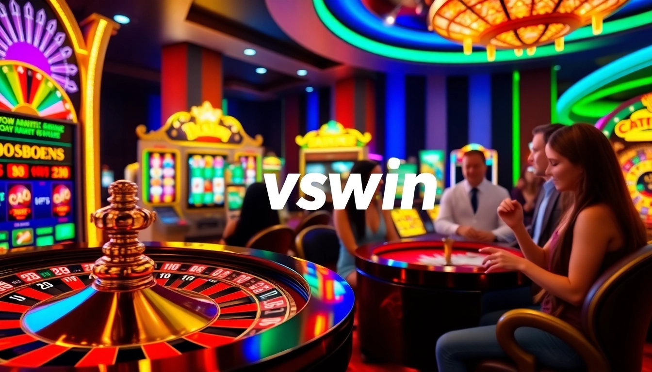 Experience the thrill of vswin as players engage with exciting casino games and vibrant slot machines.