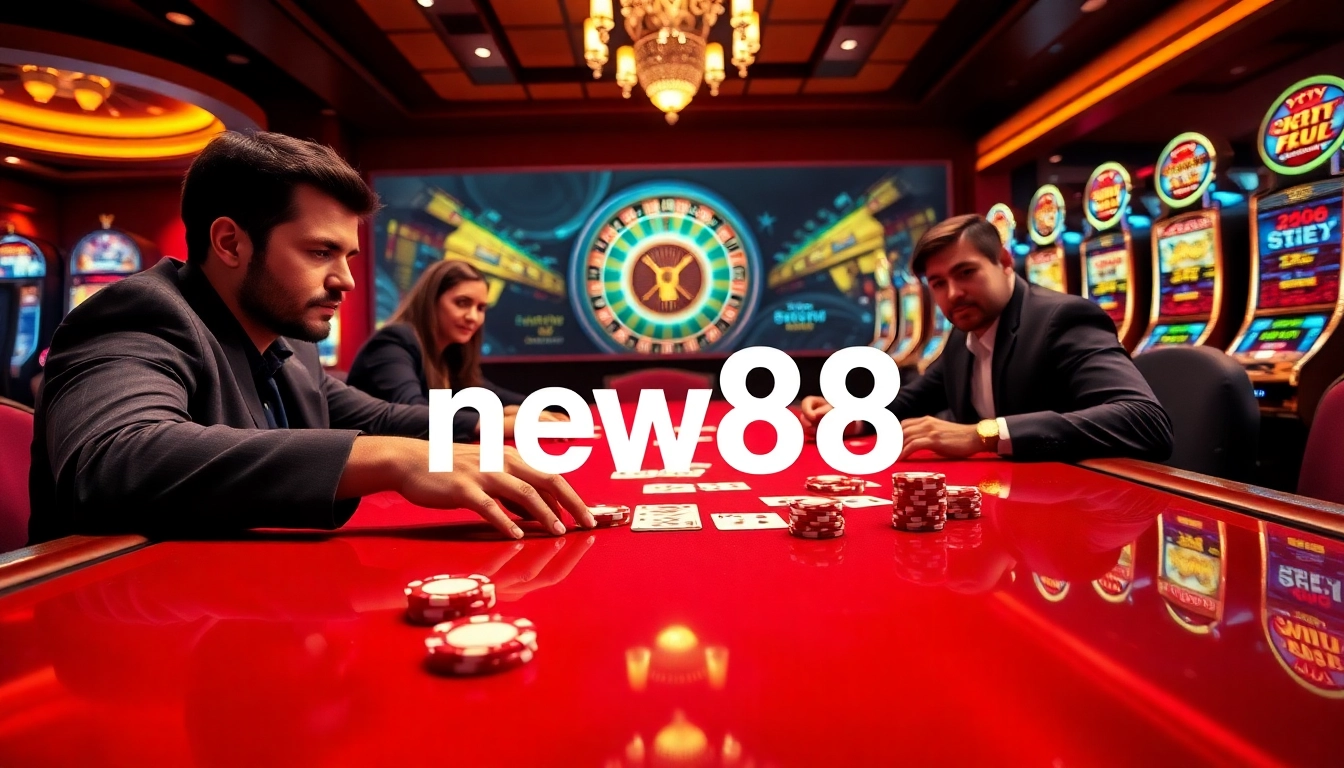Experience thrilling poker action at new88 with intense players and vibrant casino flair.