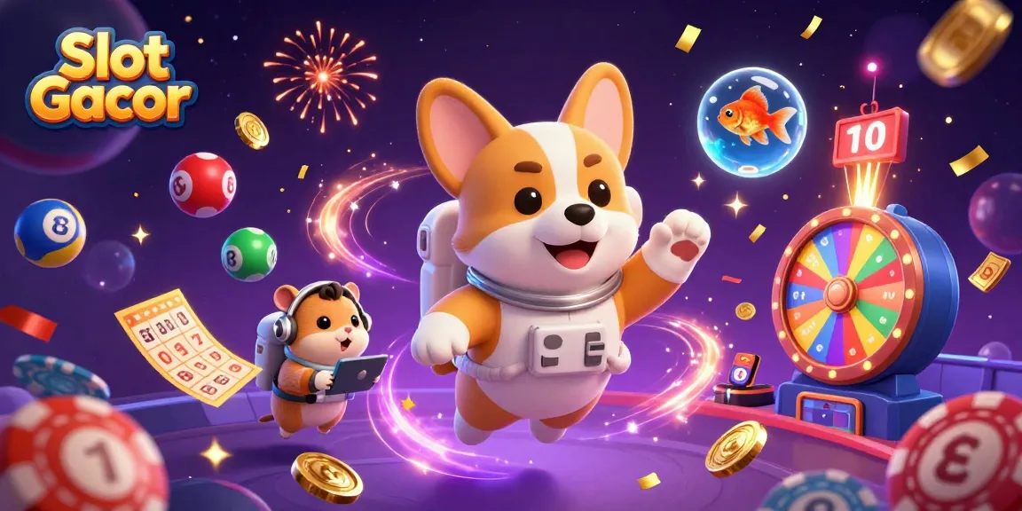 Experience Slot Gacor thrills in a vibrant cosmic casino filled with whimsical characters and lottery excitement.
