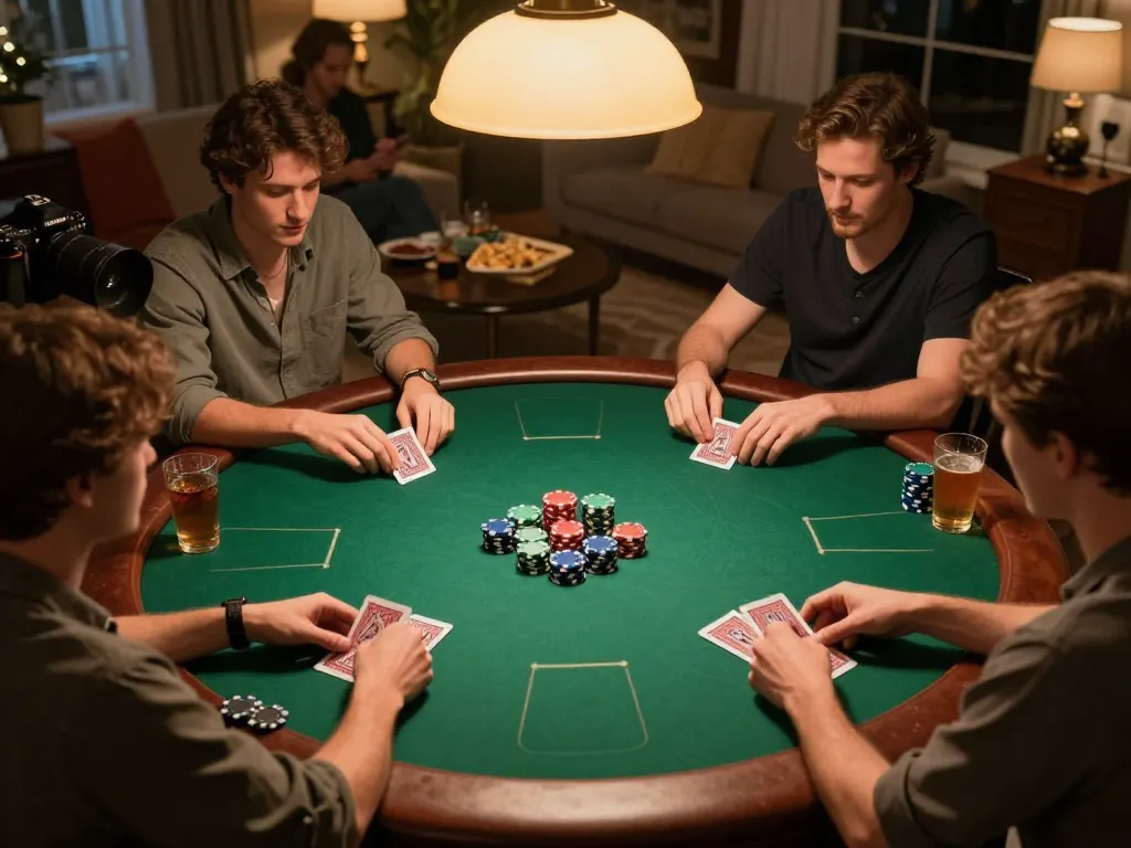 Engaging scene of home poker night, showcasing strategic play at Trang chủ TT88