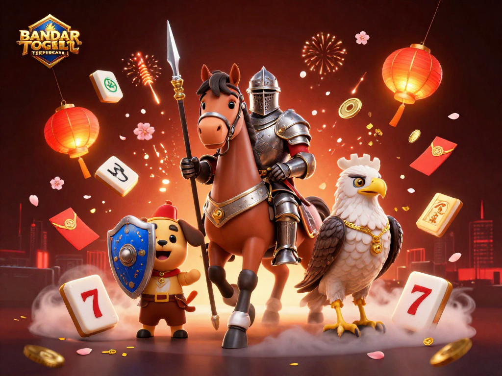 BANDAR TOGEL TERPERCAYA showcases vibrant slot gaming excitement with knights and lanterns