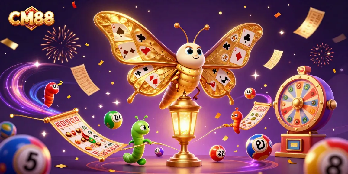 Experience excitement at CM88 with a vibrant, dynamic casino scene featuring playful characters and engaging game elements.