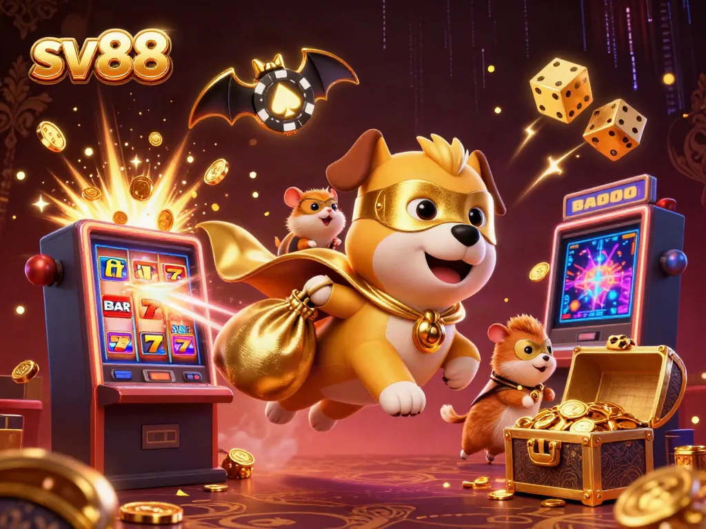 Engage with sv88's thrilling casino adventure featuring a superhero dog and sidekick.