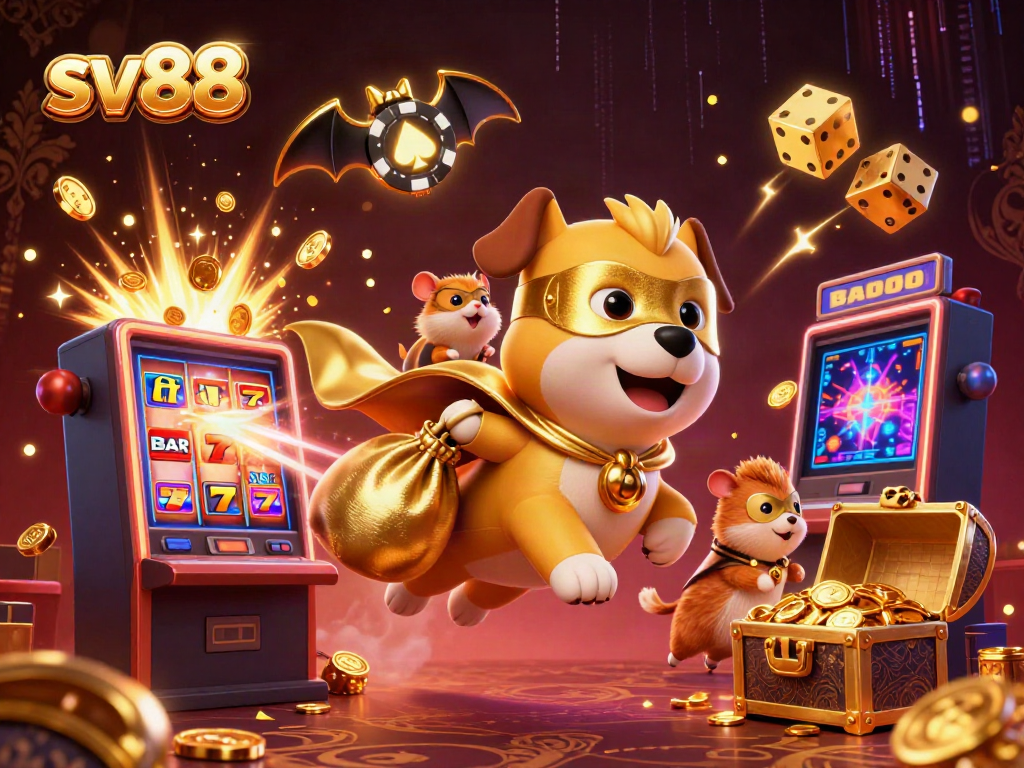 Engage with sv88's thrilling casino adventure featuring a superhero dog and sidekick.