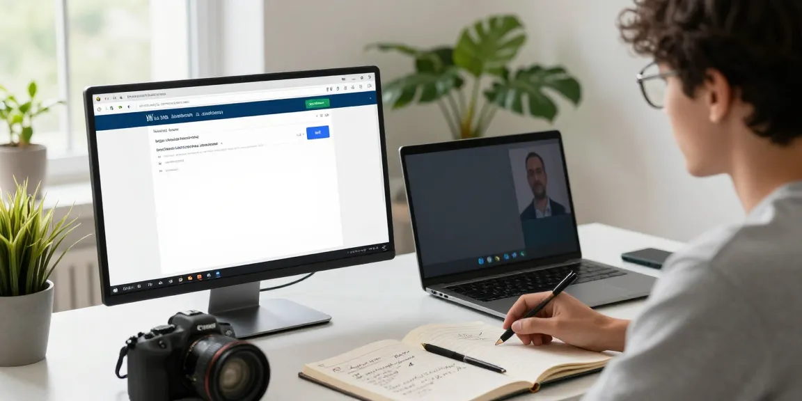 Engaged learner studying online at https://khokhoahoc.academy/ with notes and tech tools.