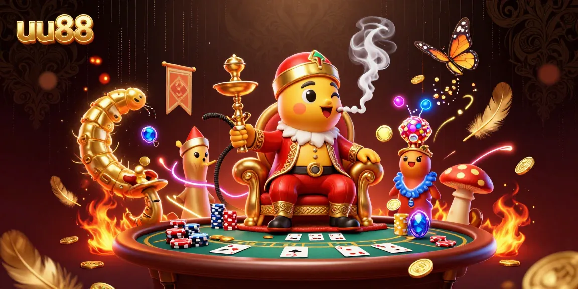Engage with uu88's vibrant 3D poker scene featuring ornate characters and dynamic gameplay elements.