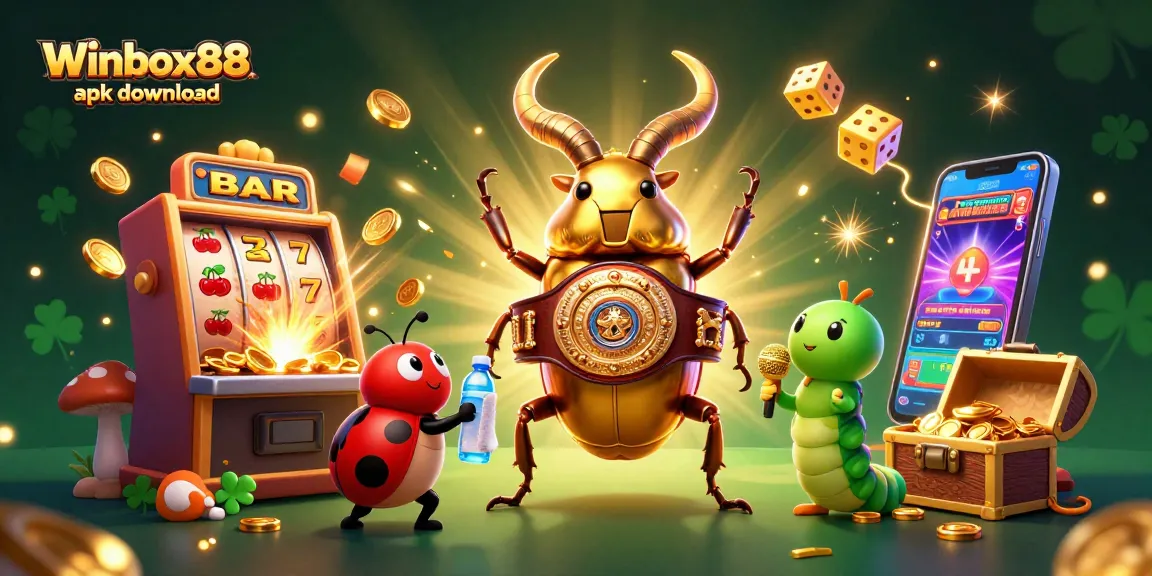 Winbox88 apk download for mobile casino access, featuring a vibrant illustration of gaming characters.