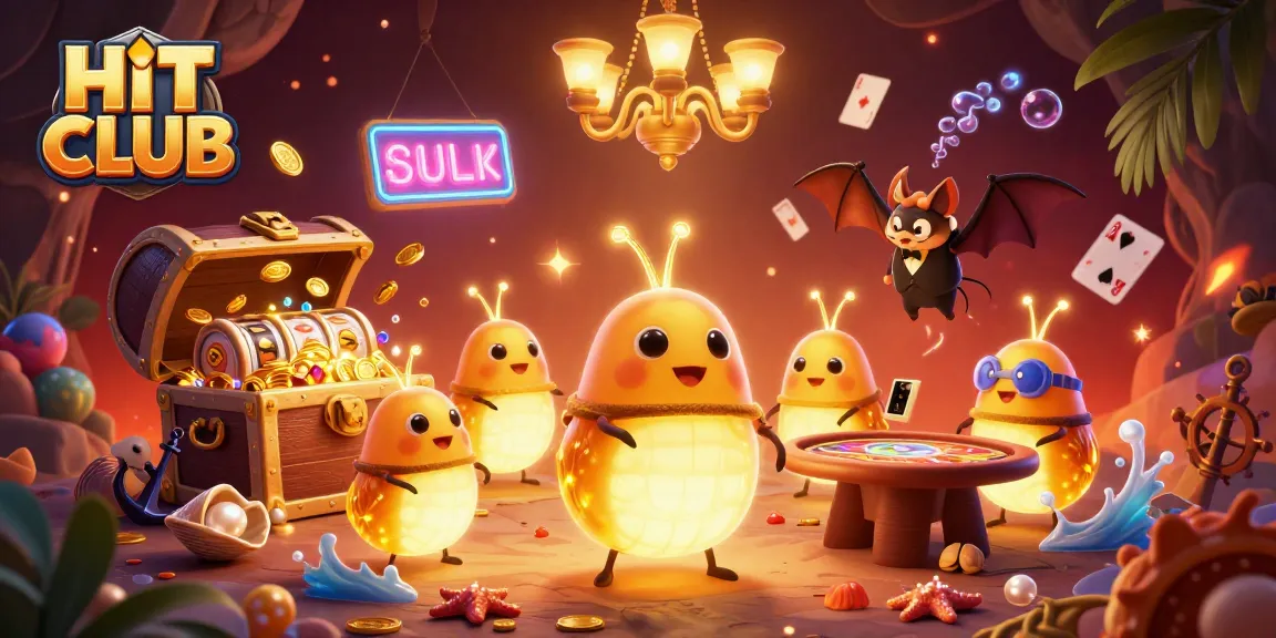 Engage in the HIT CLUB experience with a vibrant cave casino illuminated by glowworms and a bat dealer.