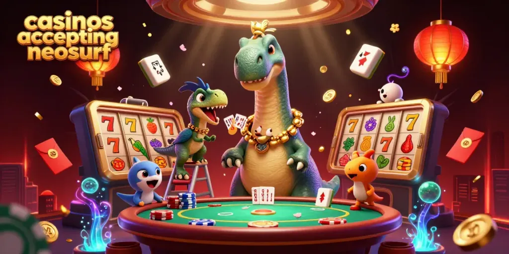 Experience the excitement at casinos accepting neosurf with vibrant 3D characters and gambling elements.
