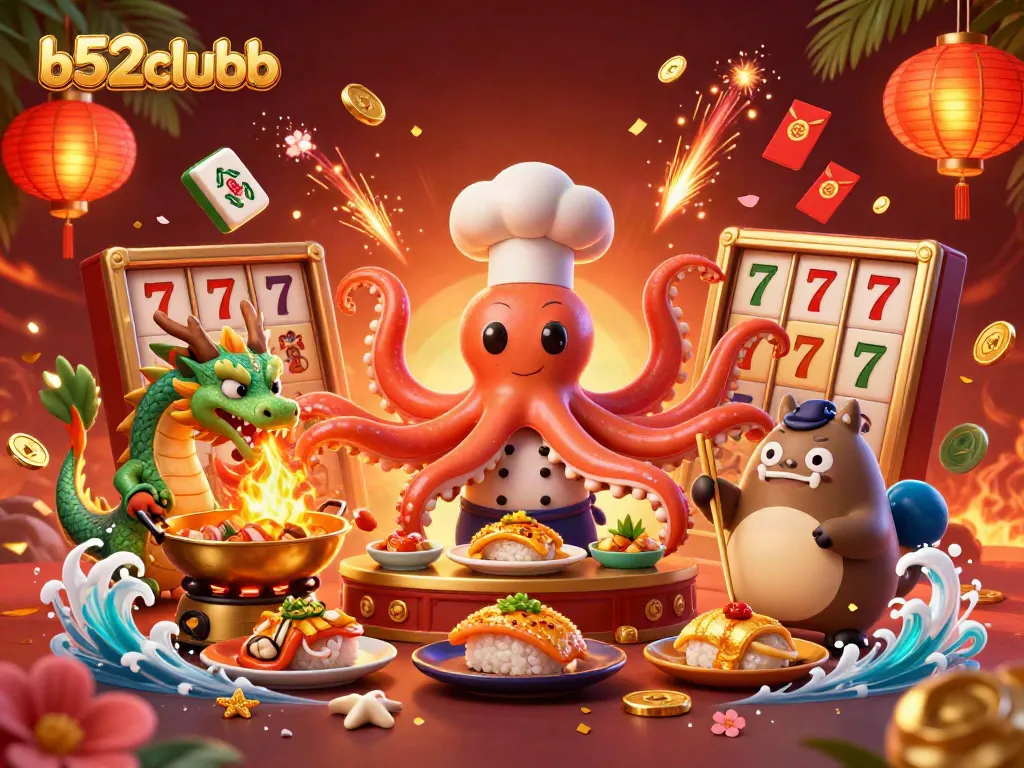 Engage with b52clubb's vibrant 3D casino scene featuring dynamic characters and lively game elements.