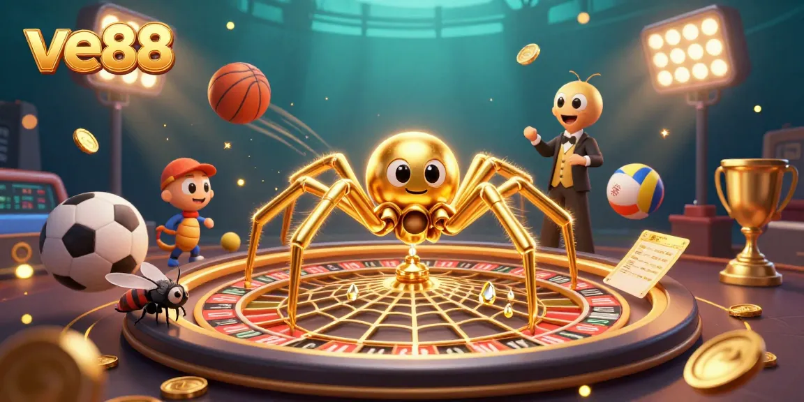 Watch the ve88 spider spinning its roulette web while the nervous fly places bets!