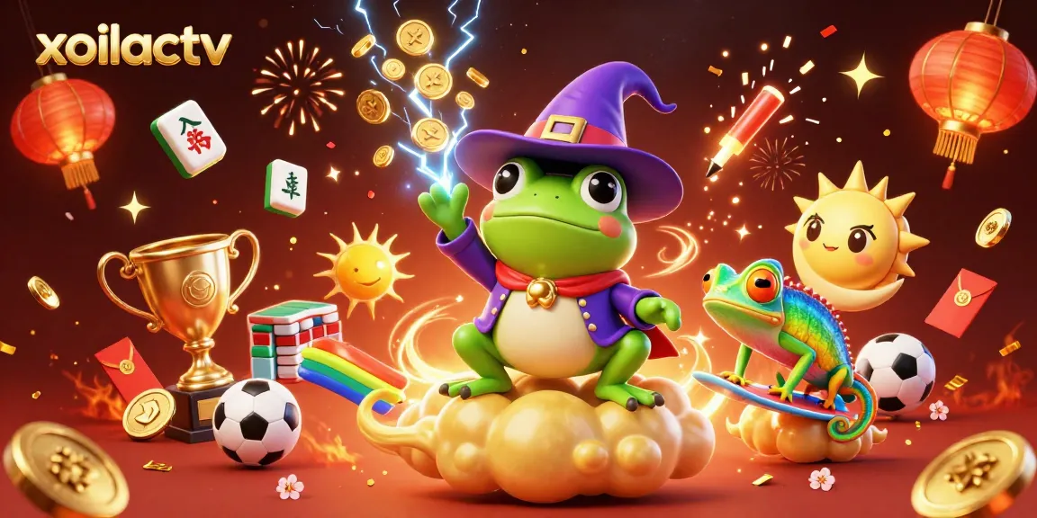 Xoilactv enhances your betting experience with exciting characters creating golden coin storms and elements of sports betting.