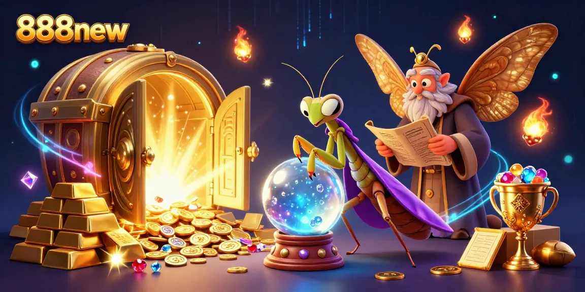 Experience thrilling gameplay with 888new in a vibrant, cartoonish casino illustration