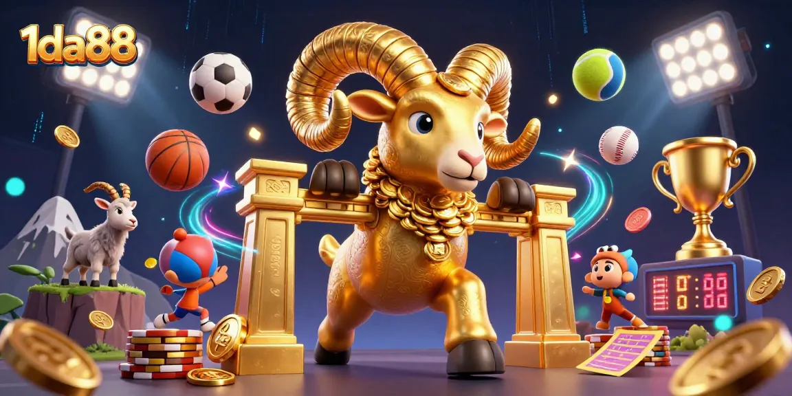 Engage with the thrilling adventure of 1da88 through dynamic sports elements and golden visuals.