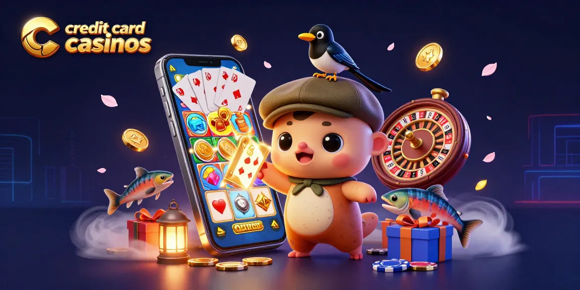 Engage with credit card casinos featuring a lively scene of Nessie, a magpie, and playful salmon.