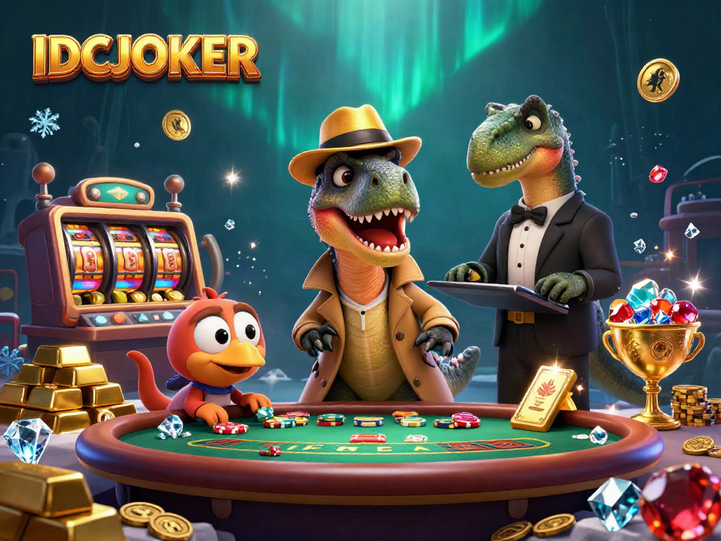 Experience the thrilling world of IDCJOKER as cartoon dinosaurs engage in a lively blackjack game.